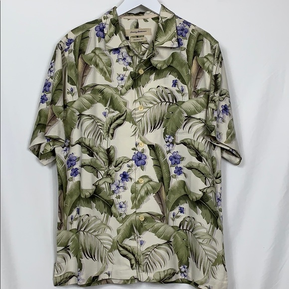 Tommy Bahama Hawaiian Tropical Button Front Silk Shirt Size Medium NWT